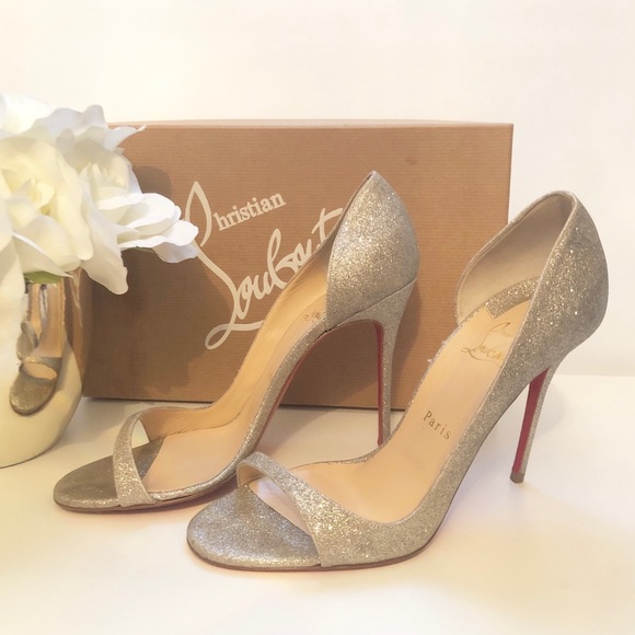 Christian Louboutin Shoes - 💎 Christian Louboutin Glitter Wedding Heels Open